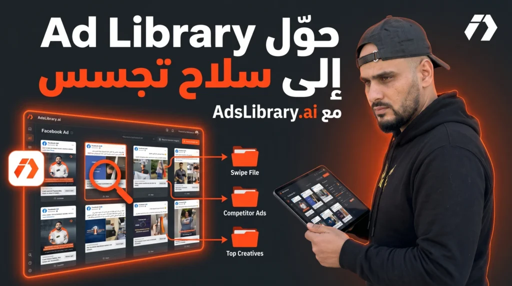 كيف تحول Facebook Ad Library إلى أداة تجسس وتنظيم إعلانات باستخدام AdsLibrary.ai؟
