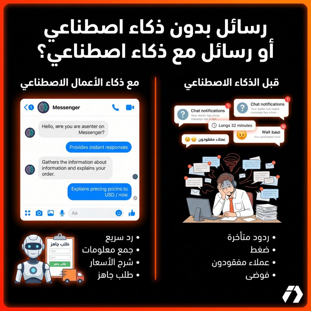 شرح الرد على رسائل الزبائن بالذكاء الاصطناعي باستخدام Meta Business AI في التجارة الإلكترونية