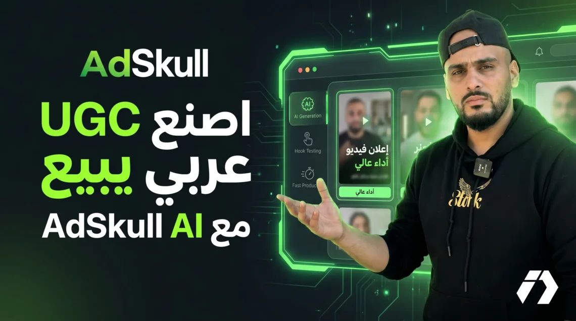 شرح منصة AdSkull لصناعة إعلانات UGC وفيديوهات الذكاء الاصطناعي للتجارة الإلكترونية