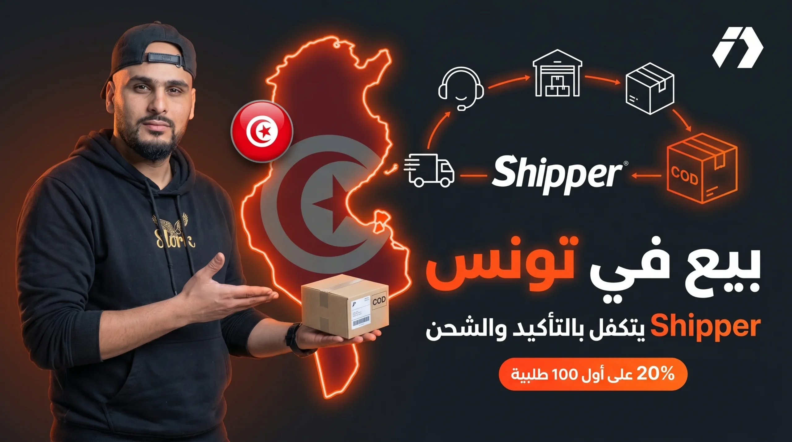 ابدأ البيع في تونس بدون مخزون: Shipper يتكفل بالتأكيد والشحن ومعك خصم 20% على أول 100 طلبية