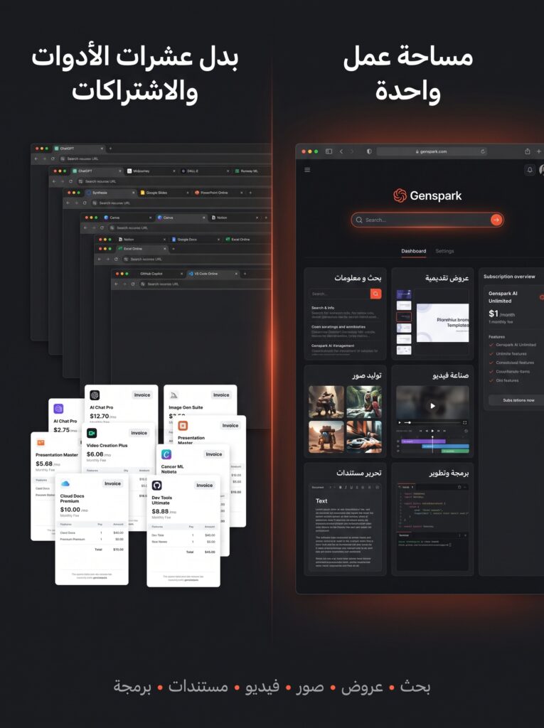 Genspark منصة تجمع GPT وClaude وGemini في مكان واحد